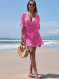 LC422134-6-S, LC422134-6-M, LC422134-6-L, LC422134-6-XL, Rose Red cover up