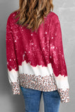 LC25316898-3-S, LC25316898-3-M, LC25316898-3-L, LC25316898-3-XL, Red LOVE everyday Bleached Leopard Print Sweatshirt