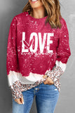 LC25316898-3-S, LC25316898-3-M, LC25316898-3-L, LC25316898-3-XL, Red LOVE everyday Bleached Leopard Print Sweatshirt