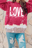 LC25316898-3-S, LC25316898-3-M, LC25316898-3-L, LC25316898-3-XL, Red LOVE everyday Bleached Leopard Print Sweatshirt