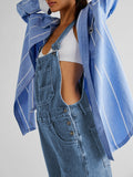 LC784751-4-S, LC784751-4-M, LC784751-4-L, LC784751-4-XL, Light Blue Denim Overalls