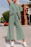 Women's Textured Loose Fit T Shirt and Drawstring Pants Set