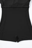 LC443748-P2-S, LC443748-P2-M, LC443748-P2-L, LC443748-P2-XL, LC443748-P2-2XL, Black Sporty Ribbed Spaghetti Straps One Piece Swimdress