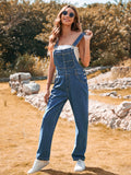 LC784751-5-S, LC784751-5-M, LC784751-5-L, LC784751-5-XL, Dark Blue Denim Overalls