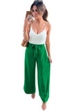 LC7712561-P109-S, LC7712561-P109-M, LC7712561-P109-L, LC7712561-P109-XL, Bright Green High Waist Loops Belted Wide Leg Pants 