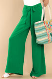 LC7712561-P109-S, LC7712561-P109-M, LC7712561-P109-L, LC7712561-P109-XL, Bright Green High Waist Loops Belted Wide Leg Pants 