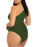 Women's Plus Size One Shoulder One Piece Swimsuit Cut Out Swimwear Bathing Suits