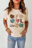 LC25224090-16-S, LC25224090-16-M, LC25224090-16-L, LC25224090-16-XL, LC25224090-16-2XL, Khaki Western Shirts for Women Valentine Graphic T-shirt