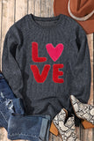 Love Sweatshirt Women Valentine's Day Embroidered Long Sleeve Corded Tops