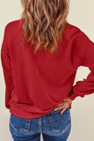LC25317086-103-S, LC25317086-103-M, LC25317086-103-L, LC25317086-103-XL, LC25317086-103-2XL, Red Women Valentines Day Shirt Puff XOXO Print Long Sleeve Heart Sweatshirt