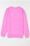 LC25315893-P106-S, LC25315893-P106-M, LC25315893-P106-L, LC25315893-P106-XL, Bright Pink MAMA Letter Embossed Casual Sweatshirt