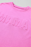 LC25315893-P106-S, LC25315893-P106-M, LC25315893-P106-L, LC25315893-P106-XL, Bright Pink MAMA Letter Embossed Casual Sweatshirt