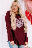 LC25126439-3-S, LC25126439-3-M, LC25126439-3-L, LC25126439-3-XL, LC25126439-3-2XL, Red Leopard Heart Graphic Raglan Long Sleeve Top