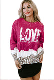 LC25316898-3-S, LC25316898-3-M, LC25316898-3-L, LC25316898-3-XL, Red LOVE everyday Bleached Leopard Print Sweatshirt