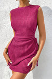 LC6118711-P6-S, LC6118711-P6-M, LC6118711-P6-L, LC6118711-P6-XL, LC6118711-P6-2XL, Rose Red Drawstring Side Solid Tank Dress