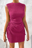 LC6118711-P6-S, LC6118711-P6-M, LC6118711-P6-L, LC6118711-P6-XL, LC6118711-P6-2XL, Rose Red Drawstring Side Solid Tank Dress