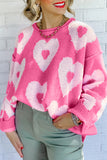 LC2724172-P3010-S, LC2724172-P3010-M, LC2724172-P3010-L, LC2724172-P3010-XL, Bonbon Pearl Beaded Floral Drop Shoulder Sweater