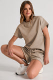 Women's 2 Piece Textured Outfits Casual Short Sleeve Shirts Shorts Cozy Pajamas