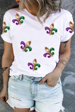 Women's Plus Size Glitter Fleur De Lis Patch Mardi Gras T-shirt