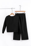 LC625266-2-S, LC625266-2-M, LC625266-2-L, LC625266-2-XL, LC625266-2-2XL, Black Ultra Loose Textured 2pcs Slouchy Outfit