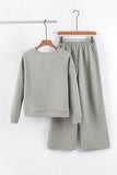LC625266-11-S, LC625266-11-M, LC625266-11-L, LC625266-11-XL, LC625266-11-2XL, Gray Ultra Loose Textured 2pcs Slouchy Outfit