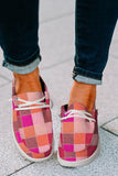 Women's Plaid Print Criss Cross Slip On Canvas Shoes