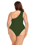 Women's Plus Size One Shoulder One Piece Swimsuit Cut Out Swimwear Bathing Suits