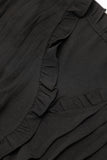 LC6118931-P2-S, LC6118931-P2-M, LC6118931-P2-L, LC6118931-P2-XL, Black Ruffle Sleeve V Neck Frilled Shift Dress