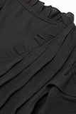 LC6118931-P2-S, LC6118931-P2-M, LC6118931-P2-L, LC6118931-P2-XL, Black Ruffle Sleeve V Neck Frilled Shift Dress