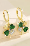 BH013615-P12, Gold Gorgeous Gem St. Patricks 4-leaf Clover Earrings