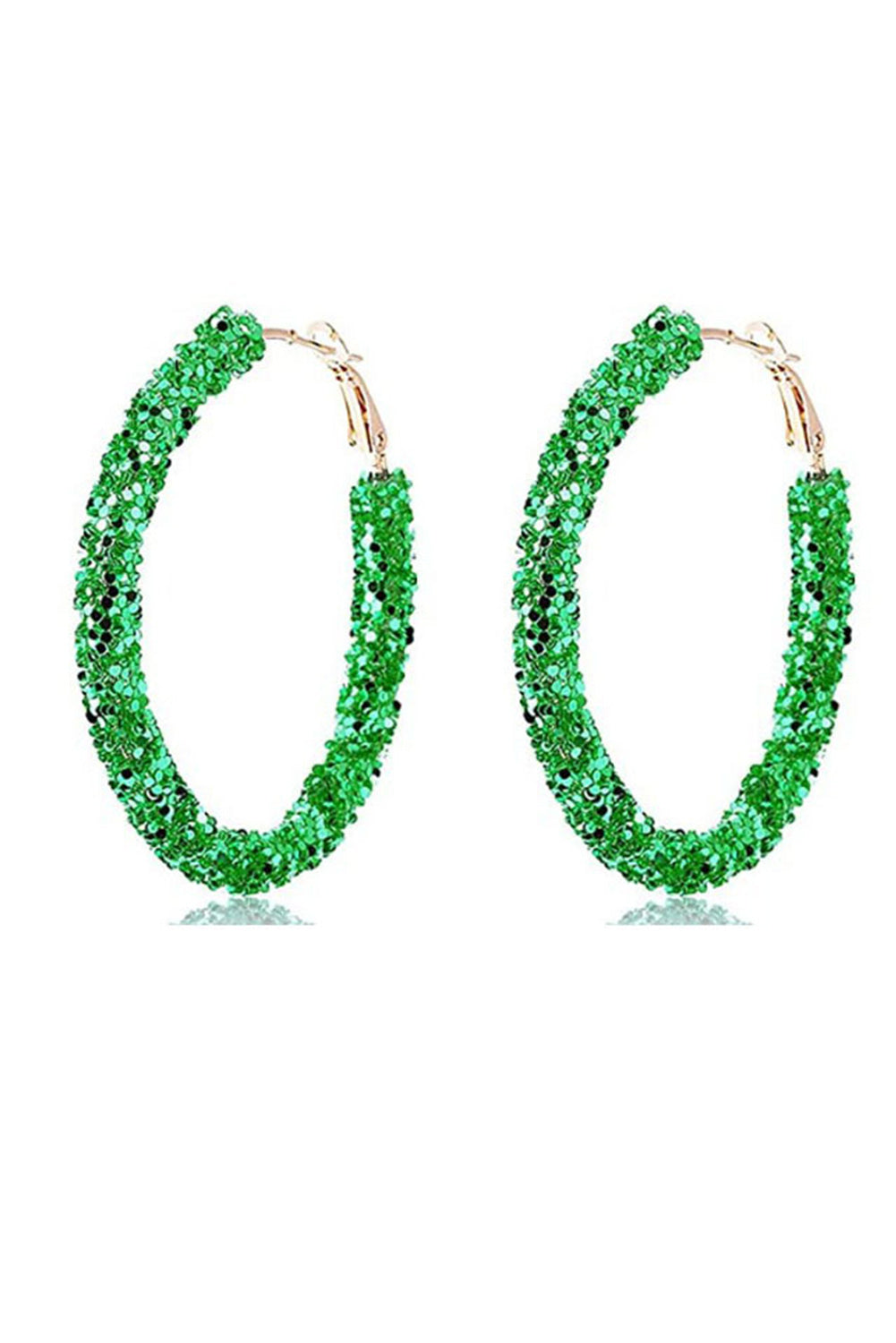 BH013616-P209, Dark Green St. Patricks Fashion Daring Sequin Loop Earrings