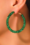 BH013616-P209, Dark Green St. Patricks Fashion Daring Sequin Loop Earrings