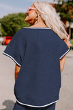 Women's Textured Loose Fit T Shirt and Drawstring Pants Set