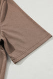 LC625630-P7016-S, LC625630-P7016-M, LC625630-P7016-L, LC625630-P7016-XL, Smoke Gray Solid Color T Shirt 2pcs Wide Leg Pants Set