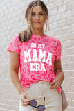 LC25225122-20-S, LC25225122-20-M, LC25225122-20-L, LC25225122-20-XL, Leopard IN MY MAMA ERA Slogan Graphic Tee