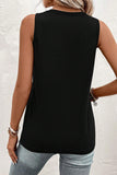 LC25611484-P2-S, LC25611484-P2-M, LC25611484-P2-XL, LC25611484-P2-L, Black Half Button V Neck Patched Pocket Tank Top