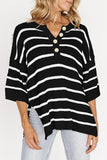 LC277166-P219-S, LC277166-P219-M, LC277166-P219-L, LC277166-P219-XL, LC277166-P219-2XL, Black Stripe Stripe Knit Top