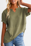 Womens Casual V Neck Waffle Knit Tops Short Sleeve T Shirts Loose Blouses