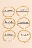 BH013330-P12, Gold 6Pcs MAMA Heart Star Shape Beaded Bracelet Set