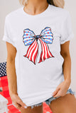 Women' Stripes and Stars Bowknot Print T Shirt
