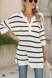 LC277166-P119-S, LC277166-P119-M, LC277166-P119-L, LC277166-P119-XL, LC277166-P119-2XL, White Stripe Stripe Knit Top