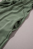 LC6118931-P509-S, LC6118931-P509-M, LC6118931-P509-L, LC6118931-P509-XL, Mist Green Ruffle Sleeve V Neck Frilled Shift Dress