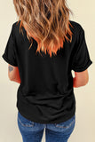 LC25225494-2-S, LC25225494-2-M, LC25225494-2-L, LC25225494-2-XL, LC25225494-2-2XL, Black Sequined American Flag Star Graphic T Shirt