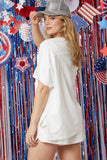 LC626294-P1-S, LC626294-P1-M, LC626294-P1-L, LC626294-P1-XL, White American Flag Sequin Graphic Loose Top and Short Set