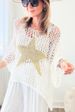 Women's Star Crochet Knitted Long Sleeve Top