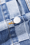 LC788573-P4-S, LC788573-P4-M, LC788573-P4-L, LC788573-P4-XL, LC788573-P4-2XL, Light Blue Checkered Patchwork Button up Denim Jacket