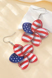 BH013713-P3, Fiery Red American Flag Printed Flower Shape Hook Earrings