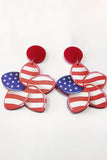 BH013713-P3, Fiery Red American Flag Printed Flower Shape Hook Earrings