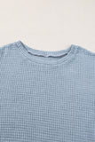 PL252877-P604-1X, PL252877-P604-2X, PL252877-P604-3X, Ashleigh Blue Plus Size Textured Knit Lace Sleeve T Shirt