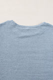 PL252877-P604-1X, PL252877-P604-2X, PL252877-P604-3X, Ashleigh Blue Plus Size Textured Knit Lace Sleeve T Shirt